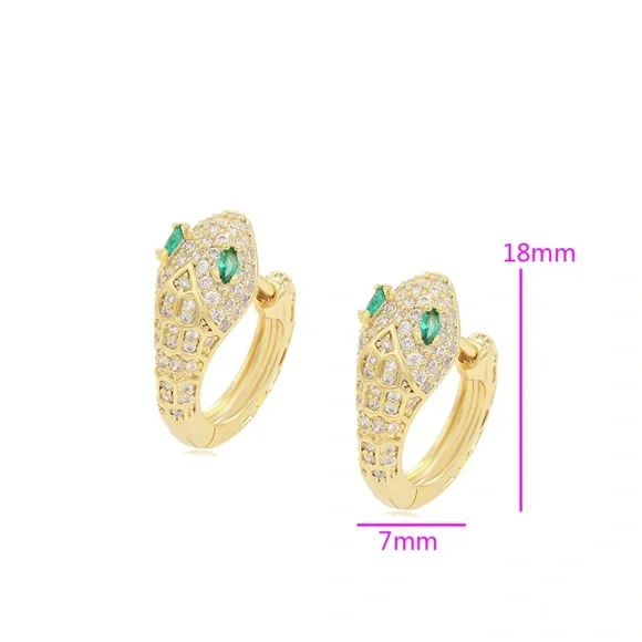 14k Gold Plated Hoop Earrings with White CZ Zircon | Luxury Jewelry - Picture 6 of 10